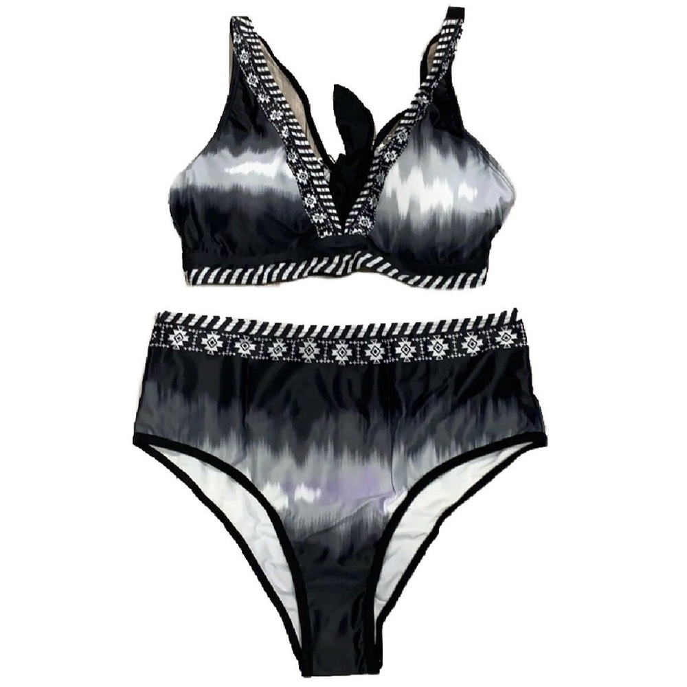 Tie Dye Bikini Swimsuit Halter Top High Cut Bottom Swimwear Women's NWOT